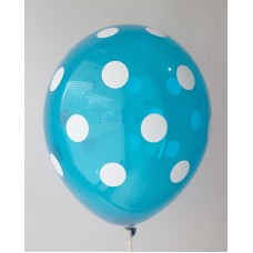Sapphire Blue - White Polkadots Printed Balloons